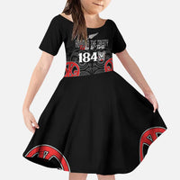 Toitu Te Tiriti 1840 Aotearoa Family Matching Puletasi and Hawaiian Shirt Stand Together Stand Stronger LT01 Daughter's Dress Black - Polynesian Pride