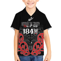 Toitu Te Tiriti 1840 Aotearoa Family Matching Short Sleeve Bodycon Dress and Hawaiian Shirt Stand Together Stand Stronger LT01 Son's Shirt Black - Polynesian Pride