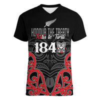 Toitu Te Tiriti 1840 Aotearoa Women V-Neck T-Shirt Stand Together Stand Stronger LT01 Female Black - Polynesian Pride