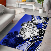Polynesian Valentine Area Rug Couple Floral Unique Blue Version LT01 - Polynesian Pride