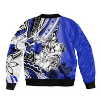 Polynesian Valentine Sleeve Zip Bomber Jacket Couple Floral Unique Blue Version LT01 - Polynesian Pride