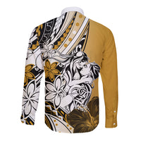 Polynesian Valentine Long Sleeve Button Shirt Couple Floral Unique Gold Version LT01 - Polynesian Pride