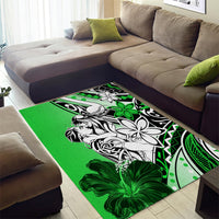Polynesian Valentine Area Rug Couple Floral Unique Green Version LT01 - Polynesian Pride
