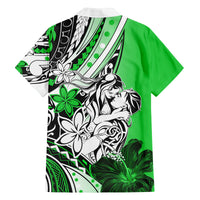 Polynesian Valentine Family Matching Off Shoulder Maxi Dress and Hawaiian Shirt Couple Floral Unique Green Version LT01 - Polynesian Pride