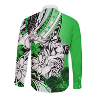 Polynesian Valentine Long Sleeve Button Shirt Couple Floral Unique Green Version LT01 - Polynesian Pride