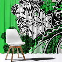 Polynesian Valentine Window Curtain Couple Floral Unique Green Version LT01 - Polynesian Pride
