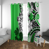 Polynesian Valentine Window Curtain Couple Floral Unique Green Version LT01 With Grommets Green - Polynesian Pride