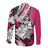 Polynesian Valentine Family Matching Short Sleeve Bodycon Dress and Hawaiian Shirt Couple Floral Unique Pink Version LT01 - Polynesian Pride