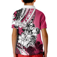 Polynesian Valentine Kid Polo Shirt Couple Floral Unique Pink Version LT01 - Polynesian Pride