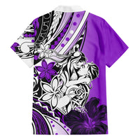 Polynesian Valentine Family Matching Short Sleeve Bodycon Dress and Hawaiian Shirt Couple Floral Unique Purple Version LT01 - Polynesian Pride