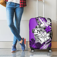 Polynesian Valentine Luggage Cover Couple Floral Unique Purple Version LT01 - Polynesian Pride