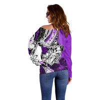 Polynesian Valentine Off Shoulder Sweater Couple Floral Unique Purple Version LT01 - Polynesian Pride