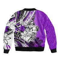 Polynesian Valentine Sleeve Zip Bomber Jacket Couple Floral Unique Purple Version LT01 - Polynesian Pride