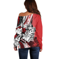Polynesian Valentine Off Shoulder Sweater Couple Floral Unique Red Version LT01 - Polynesian Pride