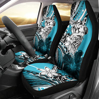 Polynesian Valentine Car Seat Cover Couple Floral Unique Sky Blue Version LT01 - Polynesian Pride