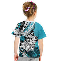 Polynesian Valentine Kid T Shirt Couple Floral Unique Sky Blue Version LT01 - Polynesian Pride