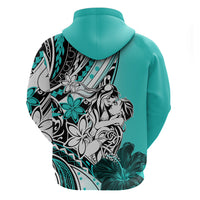 Polynesian Valentine Hoodie Couple Floral Unique Turquoise Version LT01 - Polynesian Pride