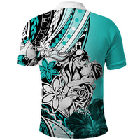 Polynesian Valentine Polo Shirt Couple Floral Unique Turquoise Version LT01 - Polynesian Pride