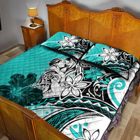 Polynesian Valentine Quilt Bed Set Couple Floral Unique Turquoise Version LT01 - Polynesian Pride