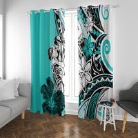 Polynesian Valentine Window Curtain Couple Floral Unique Turquoise Version LT01 With Grommets Turquoise - Polynesian Pride
