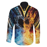 Personalised Polynesian Heart In Fire And Water Family Matching Long Sleeve Bodycon Dress and Hawaiian Shirt Romantic Elements LT01 - Polynesian Pride