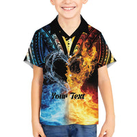 Personalised Polynesian Heart In Fire And Water Family Matching Long Sleeve Bodycon Dress and Hawaiian Shirt Romantic Elements LT01 Son's Shirt Colorful - Polynesian Pride