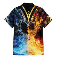 Personalised Polynesian Heart In Fire And Water Family Matching Mermaid Dress and Hawaiian Shirt Romantic Elements LT01 - Polynesian Pride