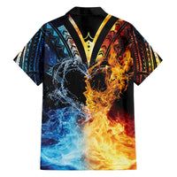 Personalised Polynesian Heart In Fire And Water Family Matching Off The Shoulder Long Sleeve Dress and Hawaiian Shirt Romantic Elements