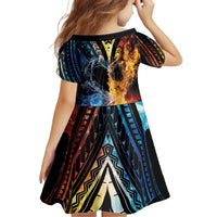 Personalised Polynesian Heart In Fire And Water Family Matching Off Shoulder Short Dress and Hawaiian Shirt Romantic Elements LT01 - Polynesian Pride