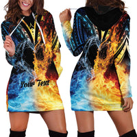 Personalised Polynesian Heart In Fire And Water Hoodie Dress Romantic Elements