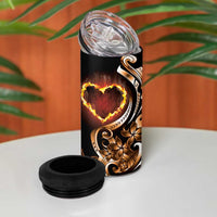 Personalised Polynesian Fiery Heart 4 in 1 Can Cooler Tumbler Passionate Love