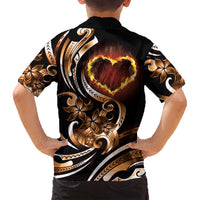 Personalised Polynesian Fiery Heart Family Matching Long Sleeve Bodycon Dress and Hawaiian Shirt Passionate Love LT01 - Polynesian Pride