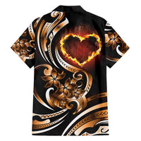 Personalised Polynesian Fiery Heart Family Matching Short Sleeve Bodycon Dress and Hawaiian Shirt Passionate Love LT01 - Polynesian Pride