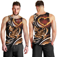 Personalised Polynesian Fiery Heart Men Tank Top Passionate Love