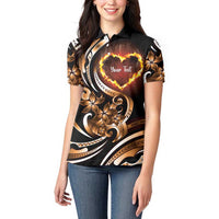 Personalised Polynesian Fiery Heart Women Polo Shirt Passionate Love