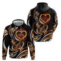Personalised Polynesian Fiery Heart Zip Hoodie Passionate Love