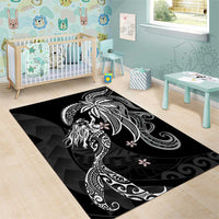 Polynesian Mermaid Plumeria Tribal Tattoo Area Rug