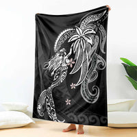 Polynesian Mermaid Plumeria Tribal Tattoo Blanket