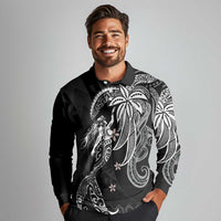 Polynesian Mermaid Plumeria Tribal Tattoo Long Sleeve Polo Shirt LT01 - Polynesian Pride