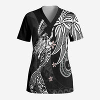 Polynesian Mermaid Plumeria Tribal Tattoo Scrub Top - Polynesian Pride