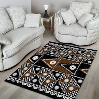 Fiji Brown Masi Pattern Area Rug Fijian Tapa