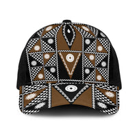 Fiji Brown Masi Pattern Baseball Net Cap Fijian Tapa
