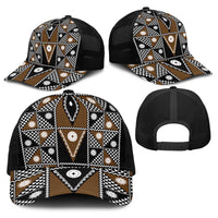 Fiji Brown Masi Pattern Baseball Net Cap Fijian Tapa