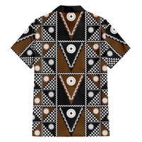 Fiji Brown Masi Pattern Family Matching Mermaid Dress and Hawaiian Shirt Fijian Tapa