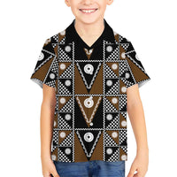 Fiji Brown Masi Pattern Family Matching Summer Maxi Dress and Hawaiian Shirt Fijian Tapa