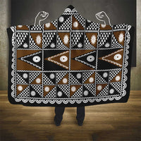 Fiji Brown Masi Pattern Hooded Blanket Fijian Tapa