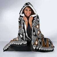 Fiji Brown Masi Pattern Hooded Blanket Fijian Tapa