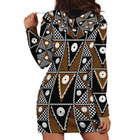 Fiji Brown Masi Pattern Hoodie Dress Fijian Tapa