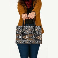 Fiji Brown Masi Pattern Leather Bag Fijian Tapa