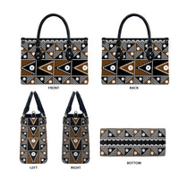 Fiji Brown Masi Pattern Leather Bag Fijian Tapa